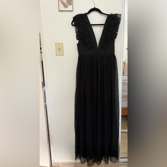 Lulu's Black Backless Ruffle Dress - Picture 1 of 8